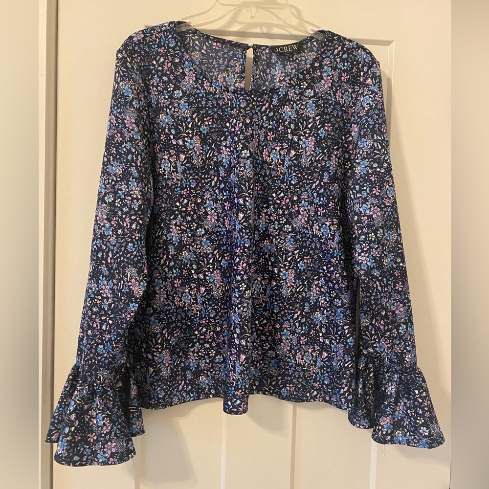 J. Crew Floral Long Sleeve Blouse